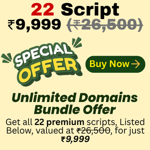 Unlimited Domains Bundle Offer 22 Script @ ₹9,999 (₹26,500)